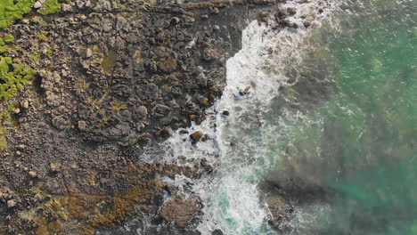 Top-down-view-of-the-rocky-shore-in-Northern-Ireland