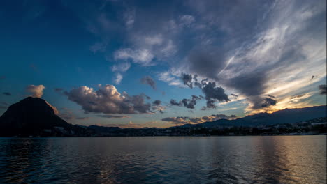 Scenic-sunset-time-lapse-of-the-city-of-Lugano