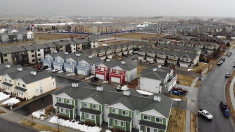 Drone-shot-of-the-suburbs-on-a-cold-winter-day