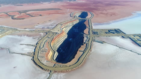 Drone-over-mining-pit,-Australia