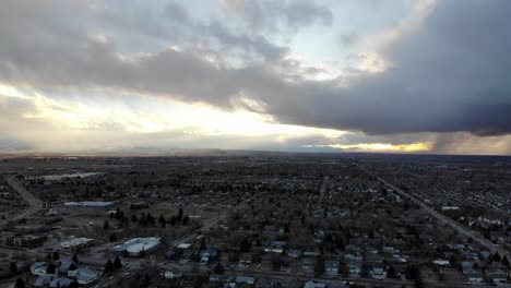 Drone-shot-of-Bozeman,-Montana-during-winter
