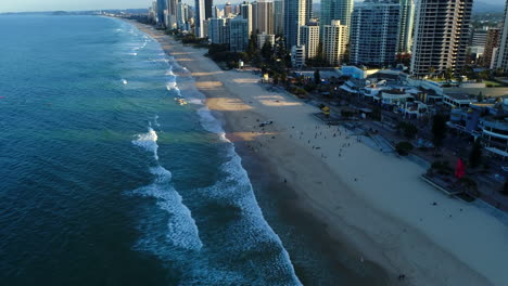 Drone-over-beach-on-Gold-Coast,-Queensland
