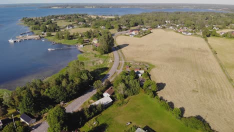 Aerial-beautiful-footage-over-the-picturesque-village-called-Sturko,-located-in-Karlskrona-Sweden-1