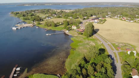 Aerial-beautiful-footage-over-the-picturesque-village-called-Sturko,-located-in-Karlskrona-Sweden-7