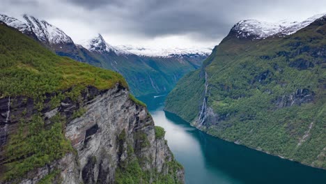 Aerial-view-of-Geiranger-fjord-and-the-Seven-sisters-waterfall