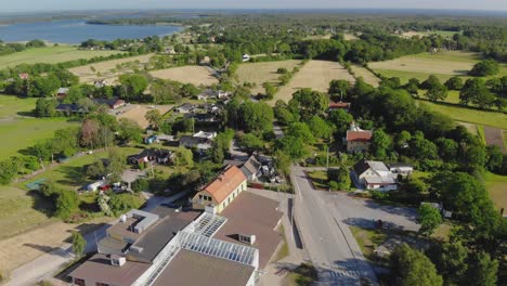 Aerial-beautiful-footage-over-the-picturesque-village-called-Sturko,-located-in-Karlskrona-Sweden-2