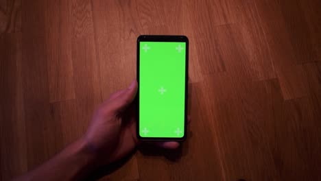 Young-adult-boy-hold-smartphone-with-a-greenscreen-in-his-hands-13