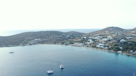 Droneshot-of-Marcello-beach-in-Paros-Island-Greece