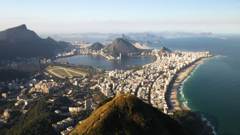 Aerial-Fly-Over-Of-Rio-De-Janeiro-And-Two-Brothers-Mountain