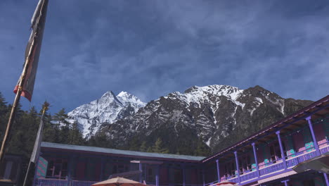 Day-timelapse-of-the-Annapurna-Mountain-Range-in-the-morning-from-DhikurPokhari,-on-the-way-to-Manang