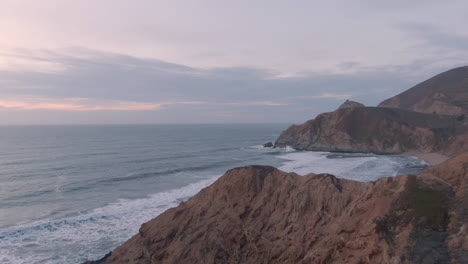 Winter-Sunset-Over-The-Pacific-Ocean---Aerial-4K-Drone