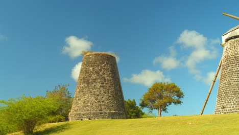 Time-lapse-of-wind-turned-Sugar-Mills-at-Betty's-Hope-sugar-plantation-on-the-island-Antigua