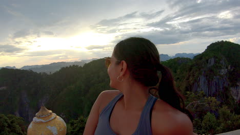 SLOW-MOTION-|-Close-up---Beautiful-Indian-Girl-on-mountain-in-Thailand--Smiling-at-sunset