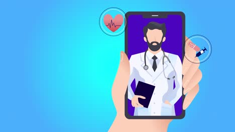 Ein-Mobiler-Bildschirm,-Der-Einen-Arzt-Zeigt,-Der-Sich-Aus-Der-Ferne-Online-Für-Medizinische-Fernberatung-Und-Gesundheitsdiagnose-Berät