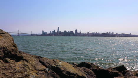 Stable-shot-of-the-San-Francisco-Skyline-as-seen-from-Treasure-Island-during-the-summer-of-2020