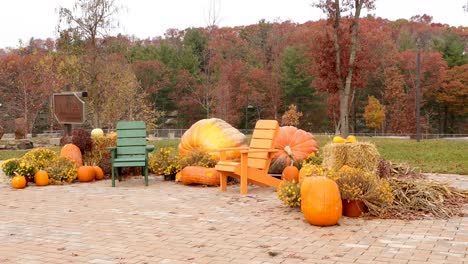 Pumpkin-display-during-the-fall-festivities-in-River-Prairie-Park-in-Altoona,-Wisconsin