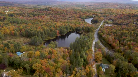 Autumn-Foliage-of-New-England-Region-of-America---Aerial-Establishing-Static-Drone-View