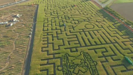 Guinness-Buch-Der-Weltrekorde-Größtes-Maislabyrinth-In-Dixon,-Kalifornien,-Drohnenansicht