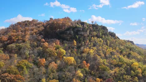Colorful-Fall-Bluff-with-an-American-flag-on-the-pole-at-the-top-of-the-mountain-1