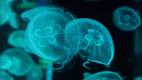 Multiple-Colorful-Jellyfish-in-Aquarium