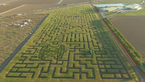 Guinness-buch-Der-Weltrekorde-Größtes-Maislabyrinth-In-Dixon-Kalifornien-Gesamte-Labyrinth-drohnenansicht