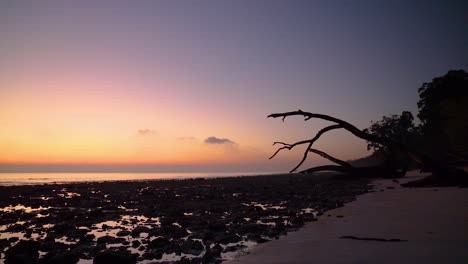 Sonnenaufgang-Am-Frühen-Morgen-Am-Strand-Von-Kala-Pathar-Auf-Den-Andamanen--Und-Nikobareninseln,-Indien
