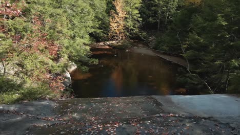 Luftüberführung-Von-Einer-Mit-Blättern-Bedeckten-Felswand-Zu-Einem-Wasserbecken