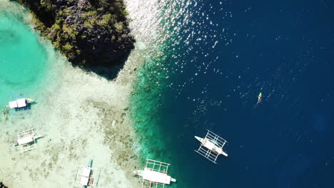 Coron,-Palawan,-Philippines,-Aerial-View-of-Beautiful-Lagoon-and-Limestone-Cliffs-1