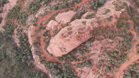 Directly-above-view-of-Red-Rocks-formations,-Sedona,-Arizona