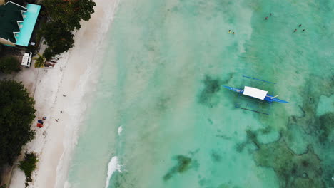 Panorama-Aerial-drone-picture-of-the-white-sand-Alona-Beach-in-Panglao,-Bohol,-Philippines-1