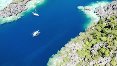 Coron,-Palawan,-Philippines,-Aerial-View-of-Beautiful-Lagoon-and-Limestone-Cliffs-3