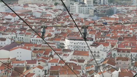 Slow-motion-shot-up-cable-car-gondola-funicular-with-view-of-Nazaré-town-houses-in-Portugal-Europe-1920x1080-HD