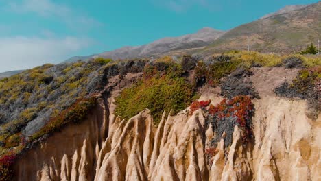 California-Coastline-Jib-upwards-to-mountains-and-colourful-fields