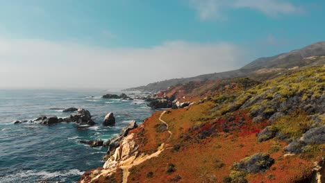Dolly-Forward-Aerial-Drone-Shot-of-California-Coastline-landscape