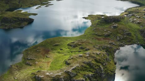 An-aerial-view-of-the-countless-lakes-of-the-Strynfjellet-mountain-range-in-Norway