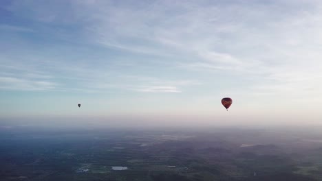 Hot-air-balloon,-Sierra-Madre-Mountains,-Montemorelos,-Mexico,-aerial-panorama