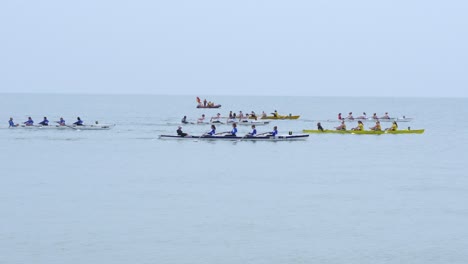 Row-Boats-rowing-and-racing-in-Ocean-of-English-Beach-UK-Britain-England-3840x2160-4K
