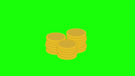 4K-Animation-Von-Stapeln-Leerer-Goldmünzen,-Die-übereinander-Fallen