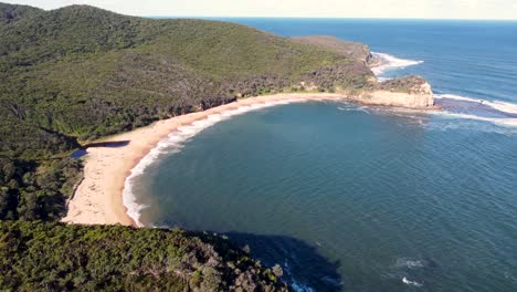 Drone-aerial-shot-of-Maitland-bay-Bushland-coastline-Bouddi-National-Park-Killcare-Central-Coast-NSW-Australia-3840x2160-4K