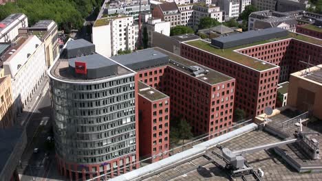 Medium-Aerial-view-over-Berlin-near-Podsdamer-Platz,-Germany