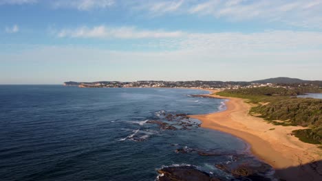 Drone-aerial-shot-of-coastline-ocean-waves-Spoon-Bay-Wamberal-Point-Central-Coast-NSW-Australia-3840x2160-4K