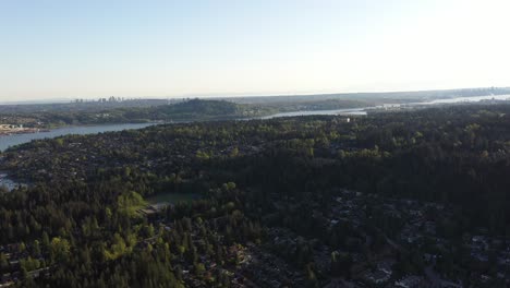 Aerial-view-above-deep-cove-marina-in-North-Vancouver