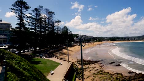 Still-landscape-scenery-shot-of-Terrigal-Beach-main-holiday-town-suburb-of-Central-Coast-tourism-NSW-Australia-1920x1080-HD