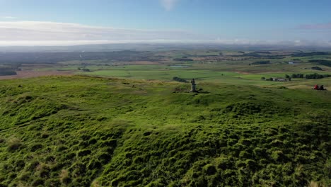 Scottish-Hilltop-Viewpoint-in-Blue-Sky-and-Sunshine-Drone-panorama-shot