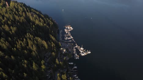 Aerial-view-of-a-marina-on-the-coastline-in-British-Columbia