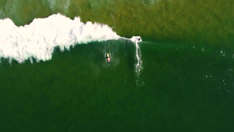 Drone-aerial-shot-of-surfers-paddling-and-surfing-wave-at-Terrigal-Beach-Central-Coast-NSW-Australia-3840x2160-4K
