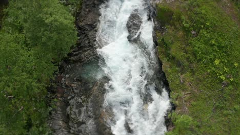 Aerial-view-of-the-Stikkelvikelva-river-in-slow-motion