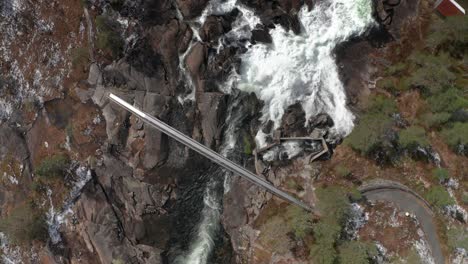 An-aerial-view-of-the-Likholefossen-waterfall-in-Gaular,-Norway