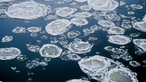 Frozen-river-with-ice-floes-static-shot