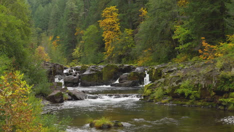 Wide-angle-shot-of-waterfall,-Steamboat-Creek-Oregon